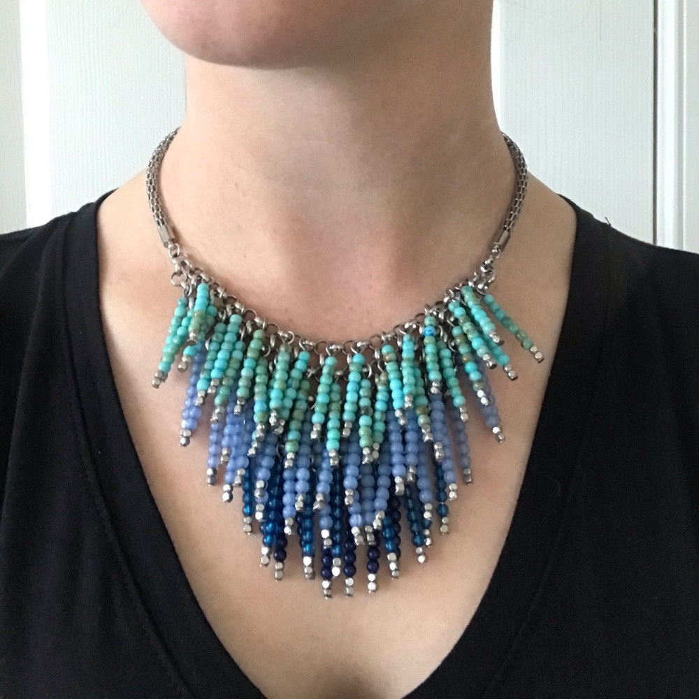 Blue beaded statement necklace from Bloomingdale’s